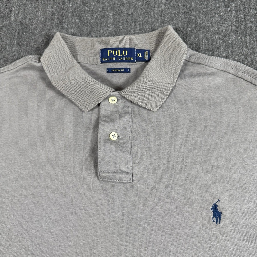 Polo Ralph Lauren Men's XL Gray Custom Fit Polo Shirt Pony Logo